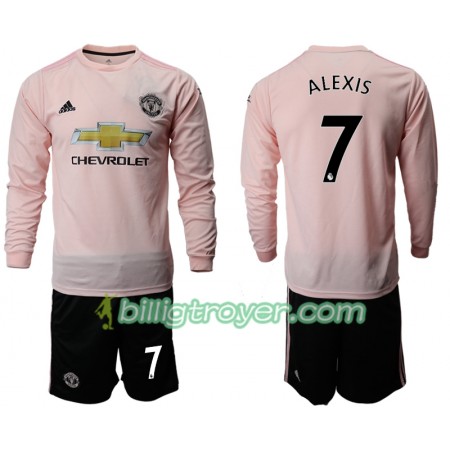 Billige Fotballdrakter Manchester United ALEXIS 7 Barn Bortedraktsett 2018/19 Langermet